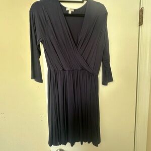 Charming Charlie Blue A-Line Wrap Dress V-Neck 3/4 Sleeve